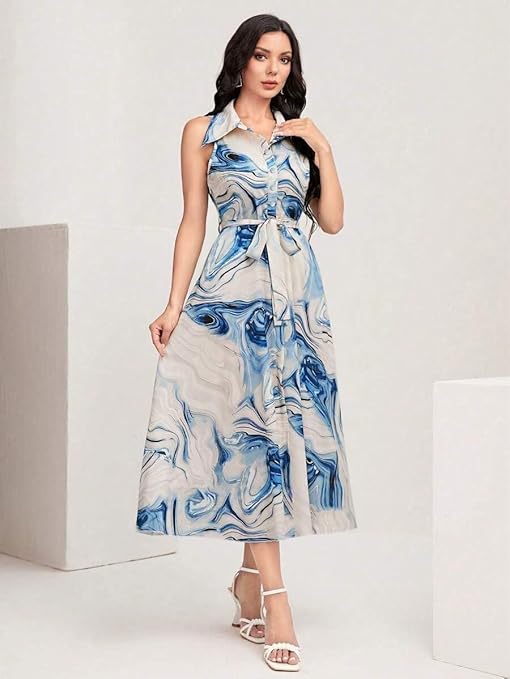 Breezique Women’s Multicolor Cotton Sleeveless Maxi Dress | Long Summer Dress for Women