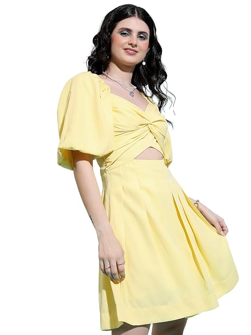 Trendy Threads Women's Short Sleeve Sweetheart Neck Solid Dress | Stylish Casual Daily Wear