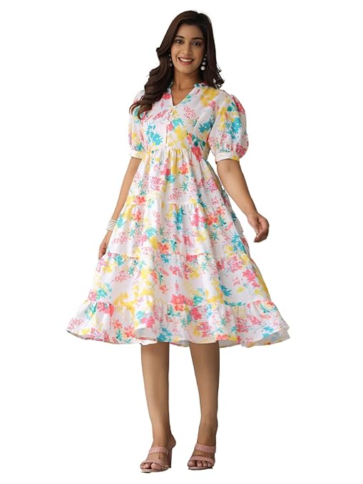 Summer Dress for Women | Short One Piece A-Line Midi Dress