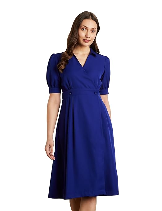 Sapphire Premium Women's 'Desk-to-Dinner' Fit & Flare Wrap Midi Dress