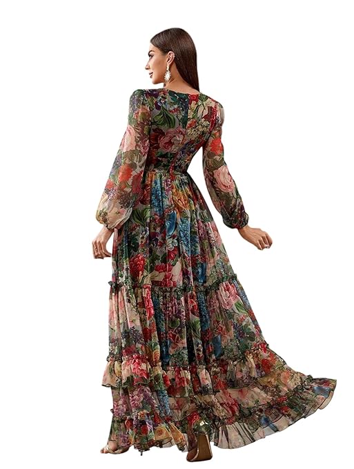 Lunara Women’s Georgette A-Line Maxi Dress – Elegant Flowy Fit for Casual & Party Wear