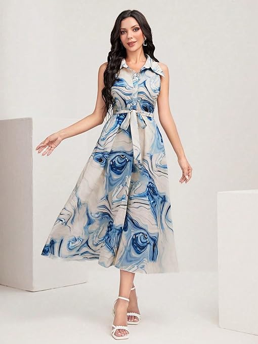 Breezique Women’s Multicolor Cotton Sleeveless Maxi Dress | Long Summer Dress for Women