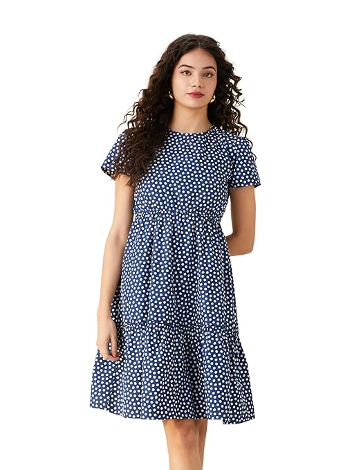 Stylicon Women's Rayon Fit & Flare One-Piece Knee-Length Tiered Dress | Elegant Plus Size Outfit