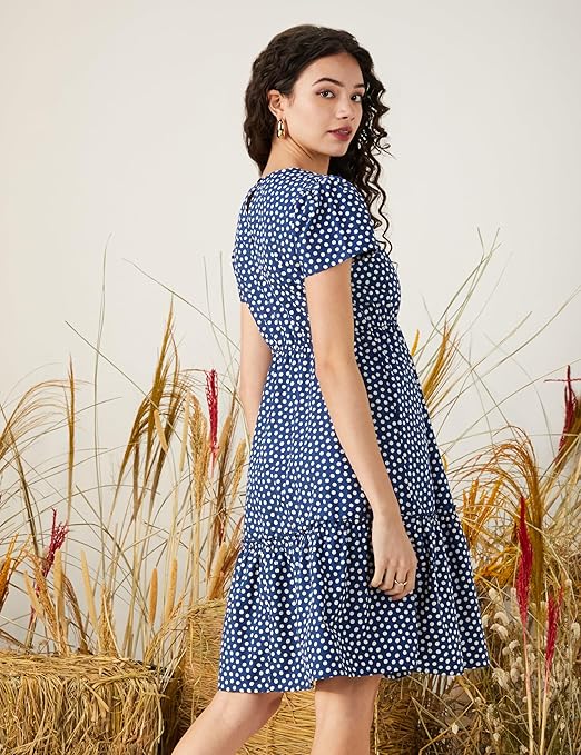 Stylicon Women's Rayon Fit & Flare One-Piece Knee-Length Tiered Dress | Elegant Plus Size Outfit