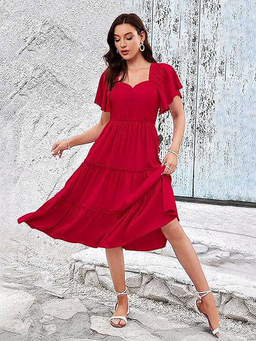 Tivoli Dress for Women | Fit & Flare Anarkali Midi Rayon One-Piece Dress | Stylish Women’s Dress