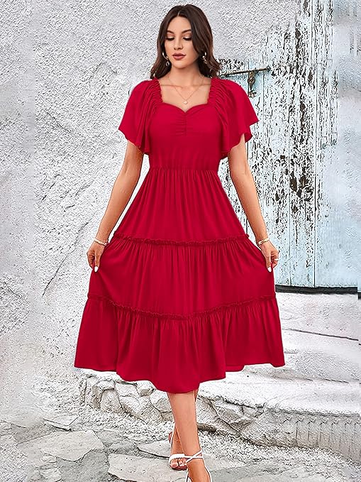 Tivoli Dress for Women | Fit & Flare Anarkali Midi Rayon One-Piece Dress | Stylish Women’s Dress